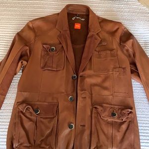 Hugo Boss vintage brown leather jacket